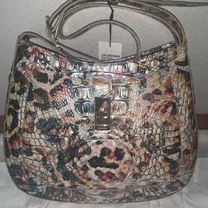 NWT Brahmin Small Johanna Crossbody  shiny iridescent Leopard